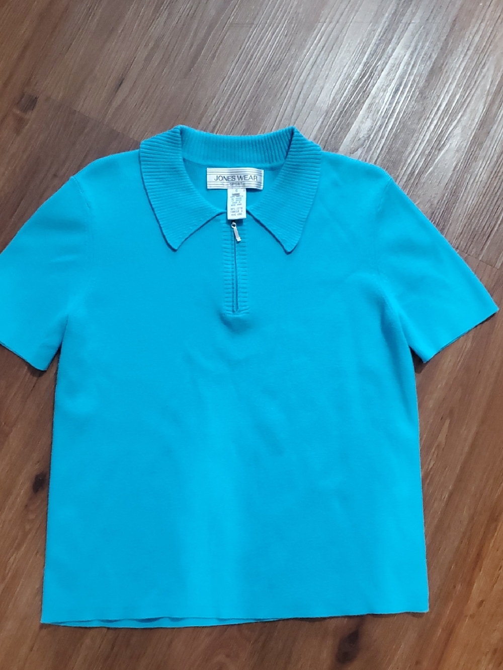 Jones Wear Bright Turquoise Short Sleeve Zip Polo